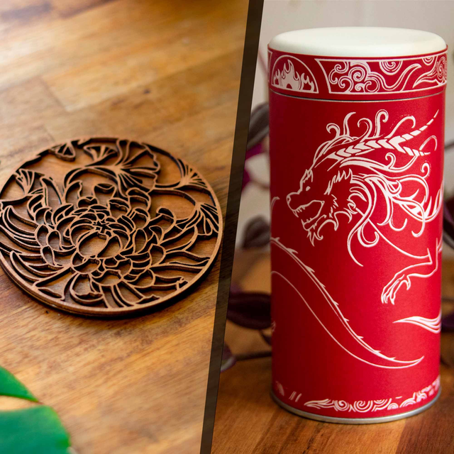 Pack complet dragon - Tasse, sous tasse + boîte à thé