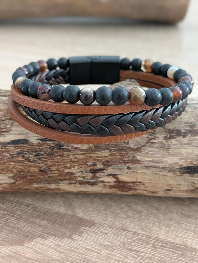 Tresse marron Onyx/Agate marron