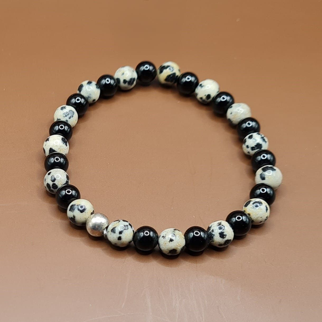 Bracelet Jaspe dalmatien – onyx