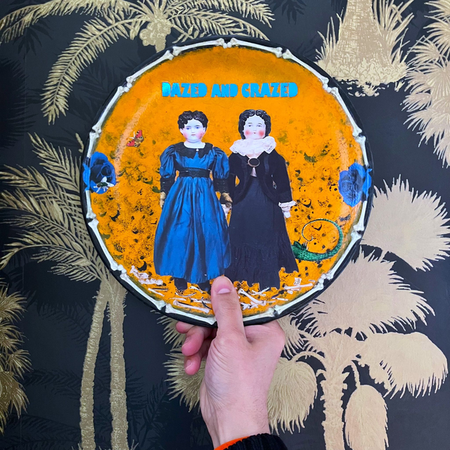 "Dazed and Crazed" Orange Upcycled Wall Plate - House of Frisson