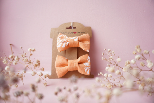Orange Leaf Mini Bow 2 Pack