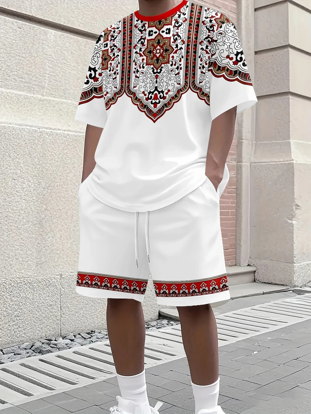 Men's Stylish Casual Short-Sleeve And Shorts 3D Outfit