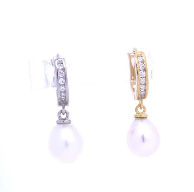 Elegante Creolen mit Süßwasserperle und Zirkonia - Ginko