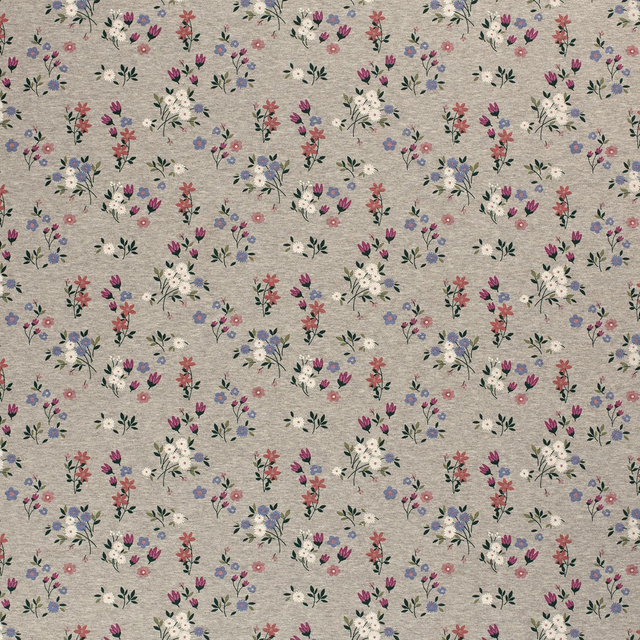 Coupon 80x150cm Sweat Polaire Fleurs Gris