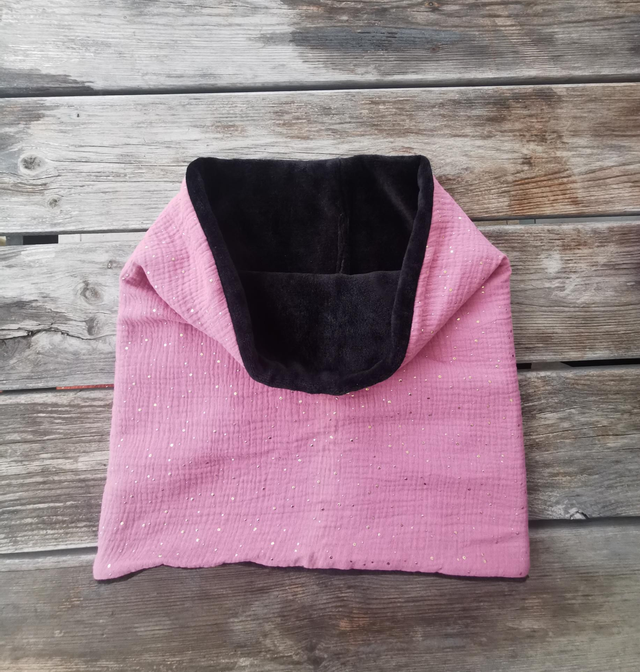 Snood LOUIS pois dorés rose 