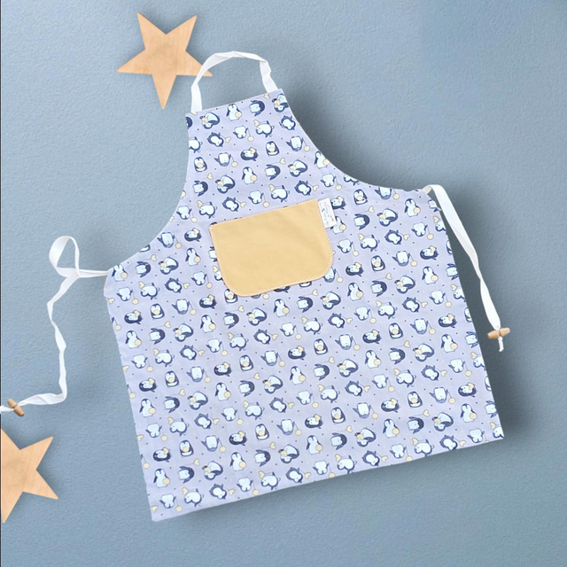 Tabliers de Cuisine ou Activités pour Enfants en Coton Personnalisés réglables motif Pingouin