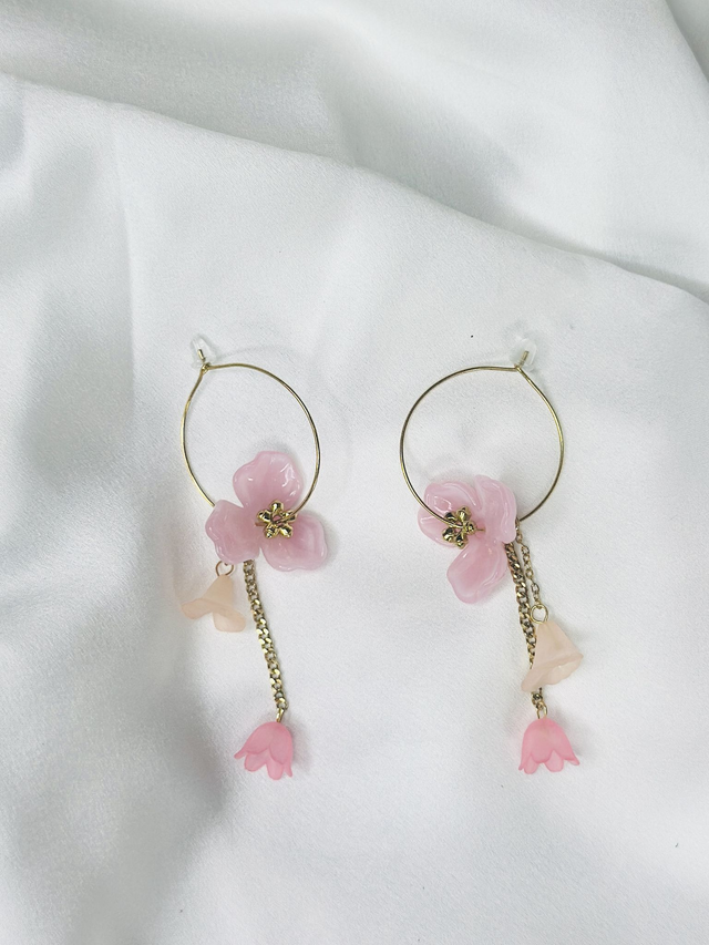 26-Boucles d'oreilles anneaux pendantes fleur 