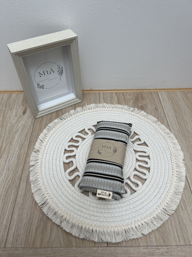 Bouillotte Carrée Rayée noir et beige