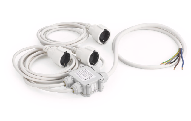 Küchenanschlussbox für Einzelgeräte Powersplitter, 1,8 m/1,3 m (Zuleitung) Kabellänge, weiß