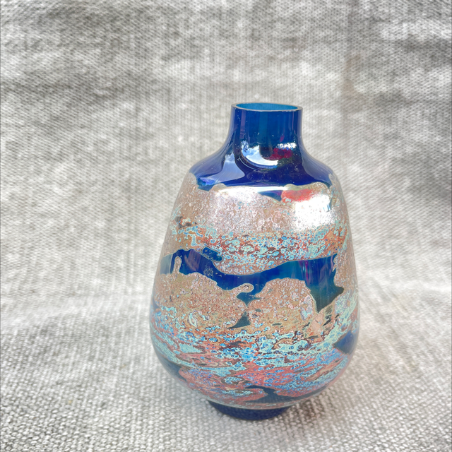 Blaue Glasvase geschwefelt 