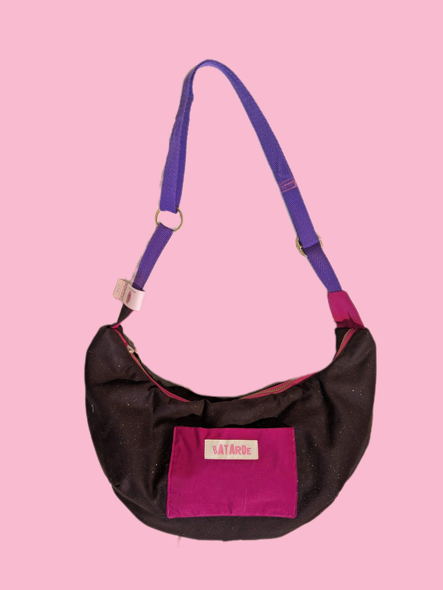 SAC DEMILUNE Marron Pailleté