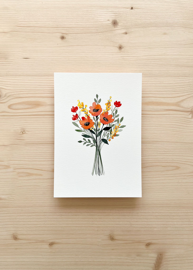 Affiche aquarelle A5 - Bouquet champêtre 