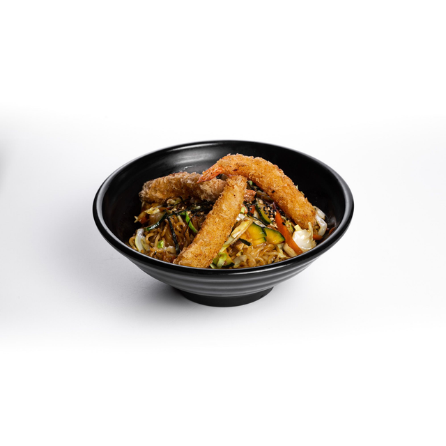 Yakisoba sauté aux légumes et tempura crevette (3pic)