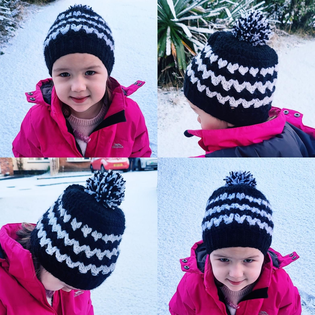 Black &amp; White Heart Hat 