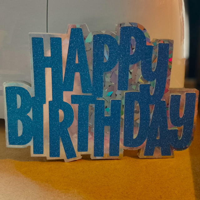 Layered Happy Birthday Cake Topper - Coloured Card Or Glitter &amp; Holographic Card - Lots Of Colours To Choose From