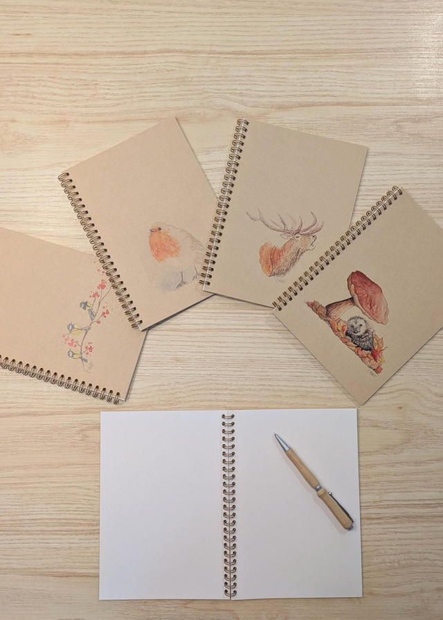 Carnets couverture kraft illustrés nature