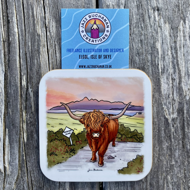 Highland cow coaster
