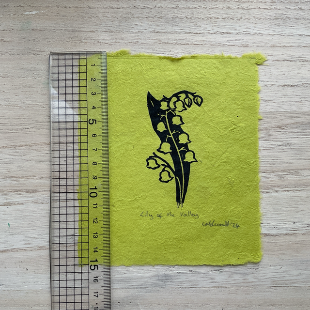 Lily of the Valley mini Lino Prints on Khandi paper