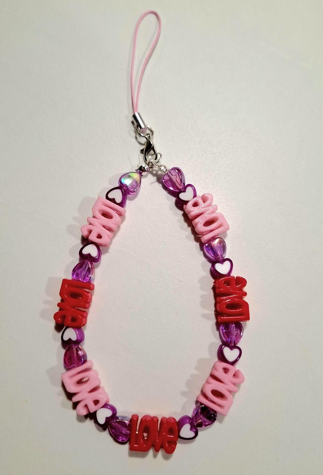 Love beaded phone charm 