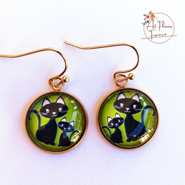 Bijoux illustrés - Maman et bébé chat