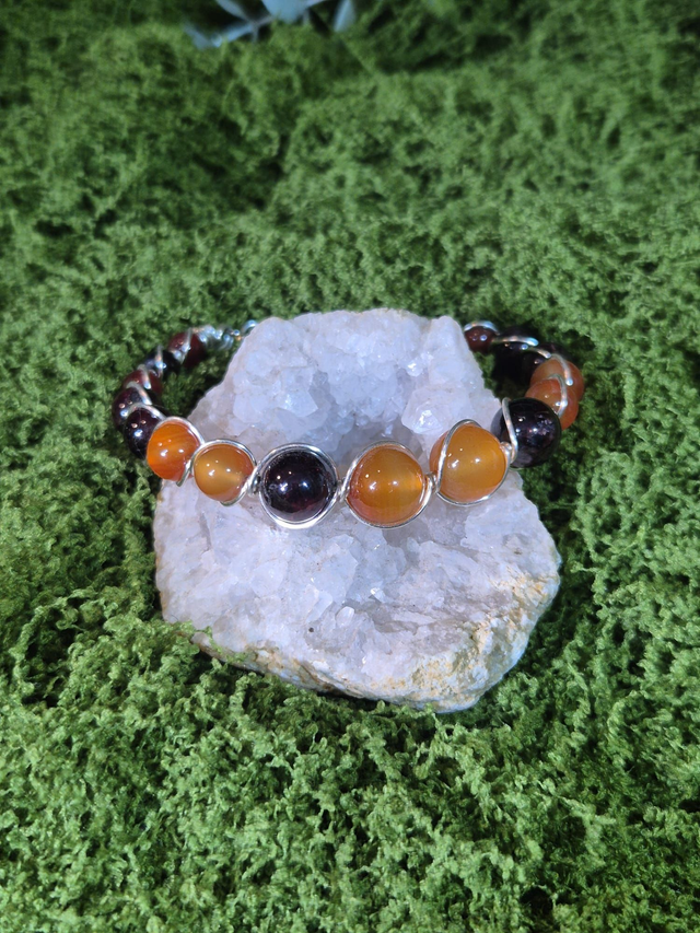 Flamme Intérieur - cornaline et grenat - Collection Tissage Sacré