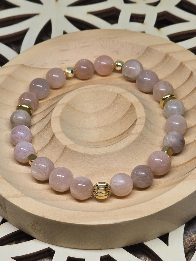 Bracelet Pierre de lune orangée 0,8 cm