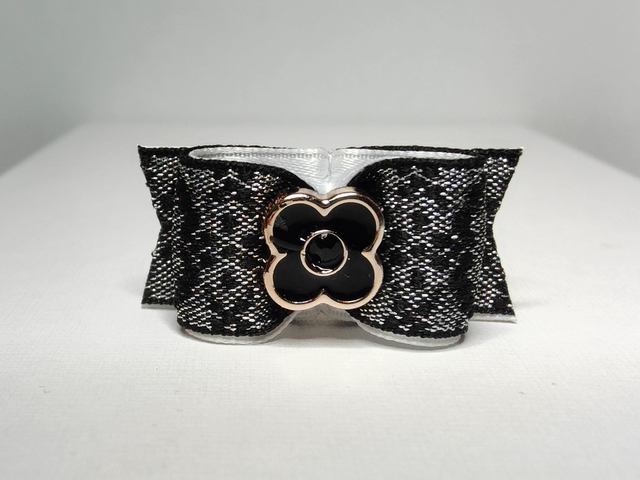Noeud pour chien fantaisie-fleur noire