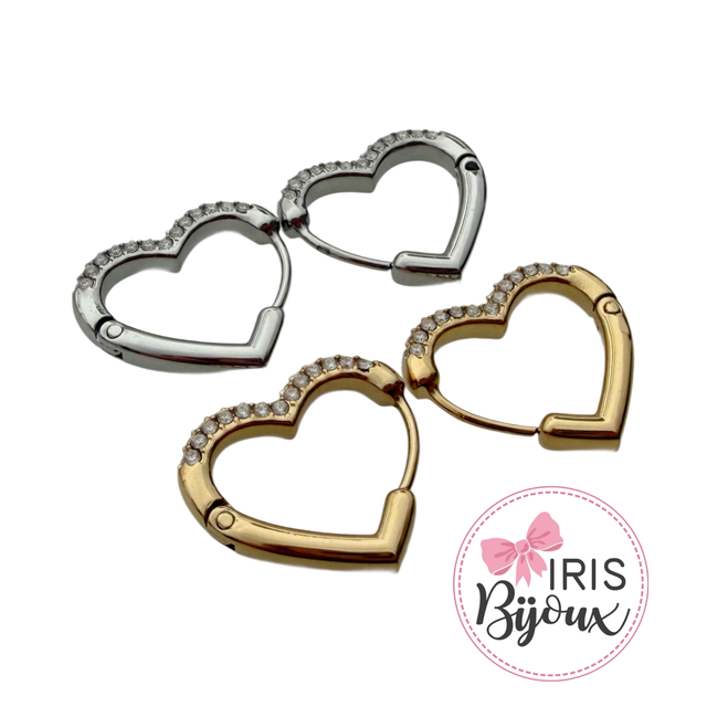 Orecchini cuoricini con zirconi 