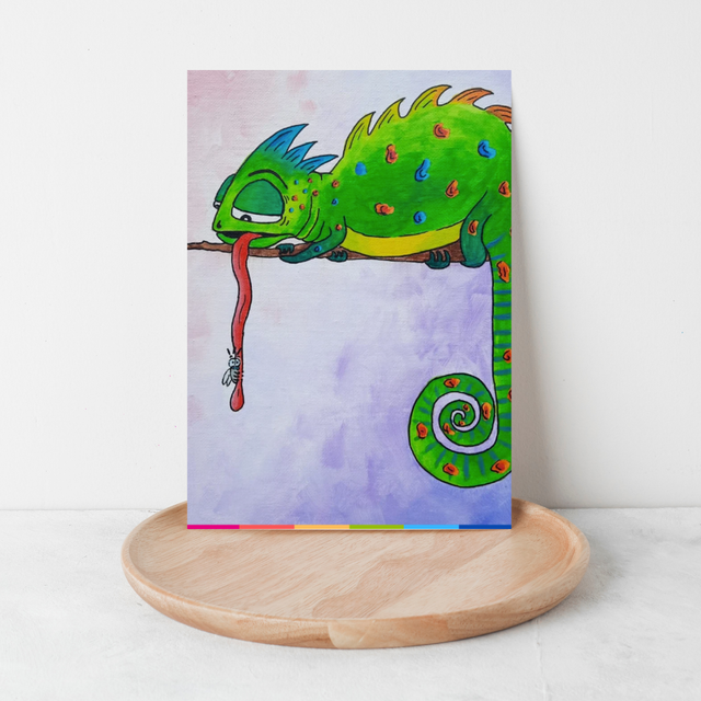 Kameleon en vlieg | Ansichtkaart A6