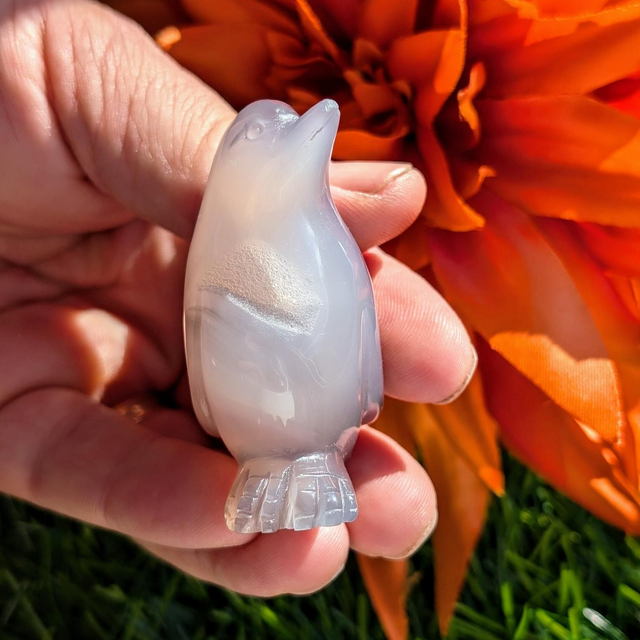 Druzy Agate Penguin Carving 