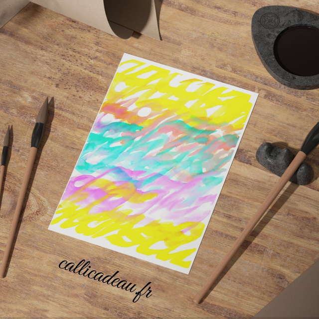 Calligraphie Alphabet Arc-en-Ciel | Carte Imprimée