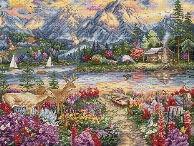 Spring Mountain Majesty Cross Stitch Kit  by Letistitch