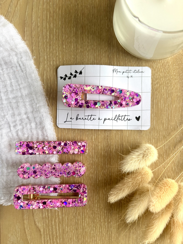 La barette à paillettes - Rose mixte