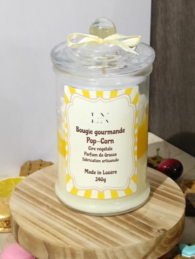 Bougie bonbonnière gourmande pop-corn