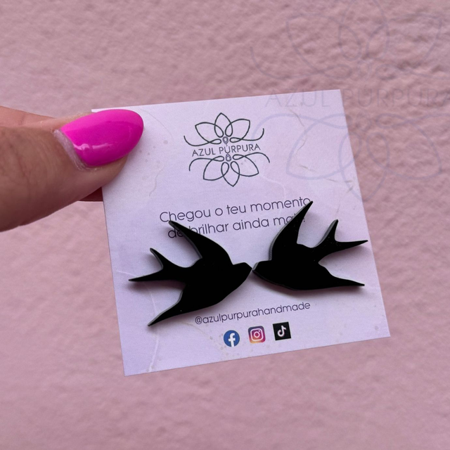 Brincos Andorinhas Mini em preto