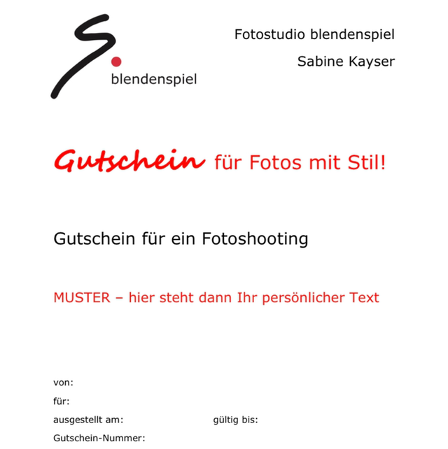 Gutschein Familienfotoshooting