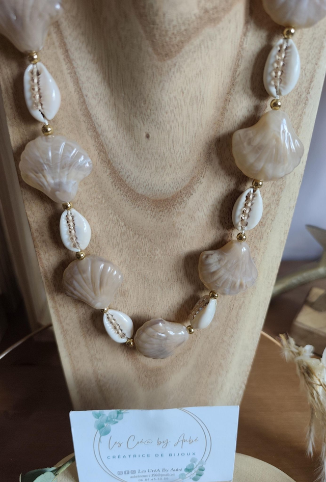 COLLIER BIG COQUILLAGE ECRU/ TAUPE 0000669