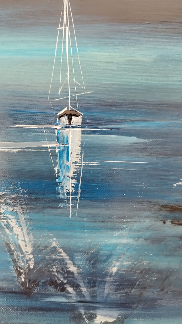 Art contemporain tableau toile œuvre d'art originale bateaux voiliers fluo