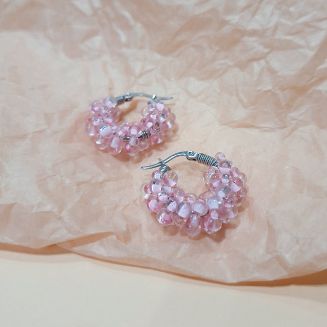 Helmirenkaat, 3cm, vaaleanpunainen, teräs