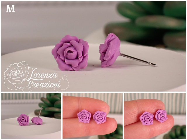 Orecchini a lobo rose viola lavanda