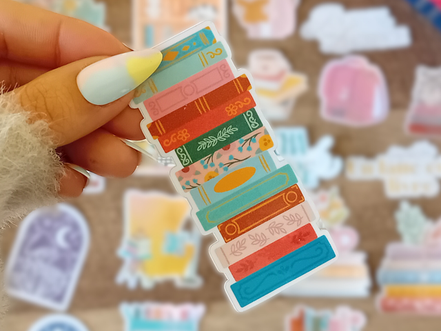 Sticker Holographique Waterproof - Grande Pile de Livres