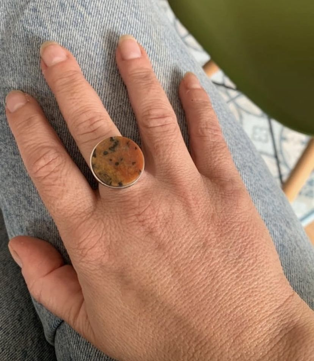 Bague avec cabochon plat 20mm en pierre naturelle Jaspe léopard