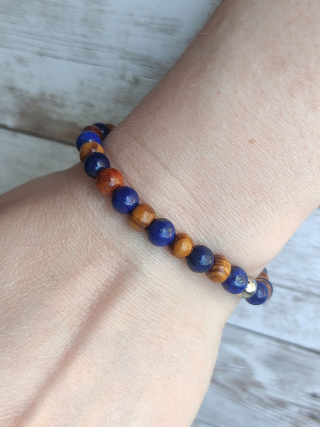 Bracelet lithothérapie &quot;Lapis Lazuli&quot; bleu foncé