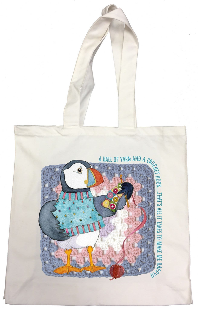 Canvas Bag - A Ball of Yarn &amp; a Crochet Hook