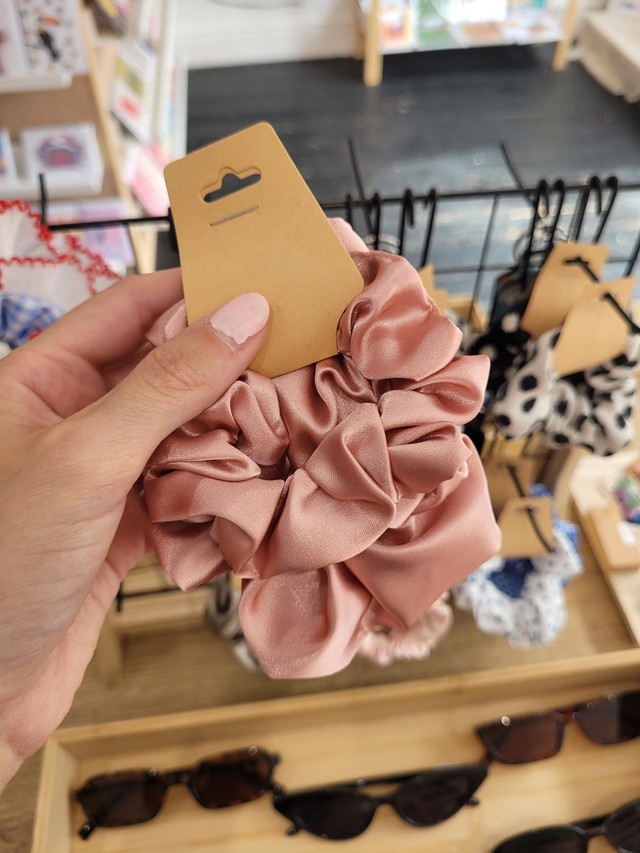 Satin scrunchie duo - Rose - HE-002