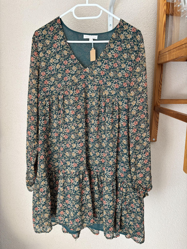 Robe à fleurs vert/rose/jaune Peace’n’love (24)