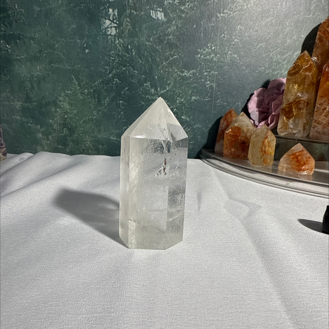 Clear quartz tower - with damage
