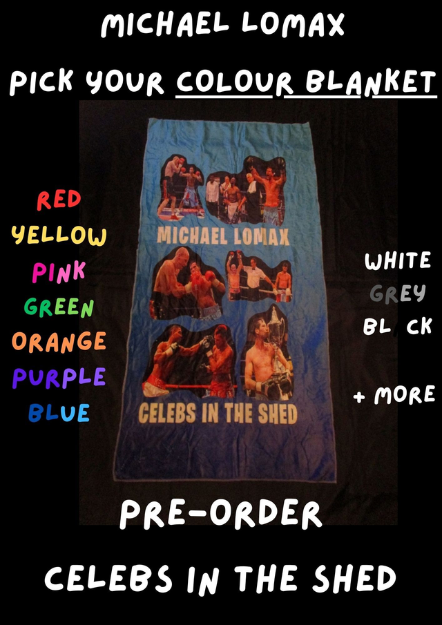 Michael 'The Look' Lomax ABA Champion Prizefighter 3 Boxer Picture Blanket (WHITE Bubble Logo)(75cm x 150cm) PRE-ORDER