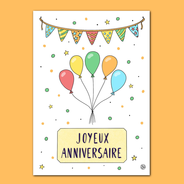 Carte Joyeux Anniversaire Ballons