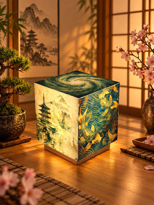 Lampe d'ambiance en cire 12x12cm - "Japon 2"